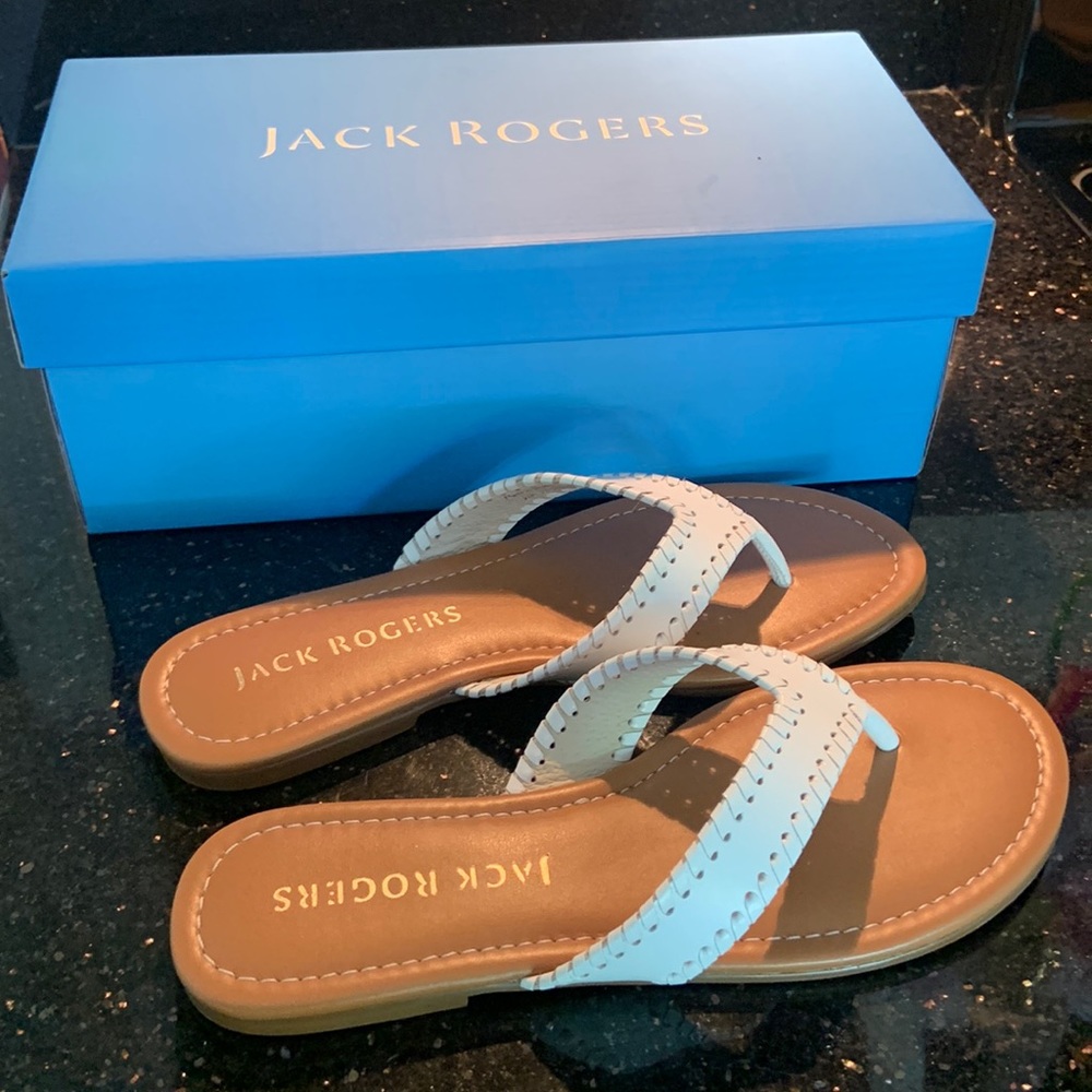 NIB Jack Rogers thong white sandals